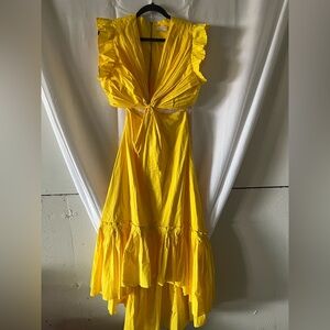 Elegant Yellow Ruffle Dress